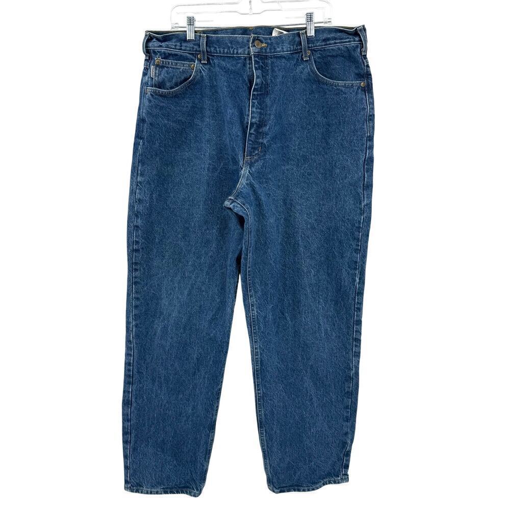 Vintage Carhartt Straight Fit Tapered Leg Jeans Men's Size 41x32 USA Union Made - Picture 3 of 10